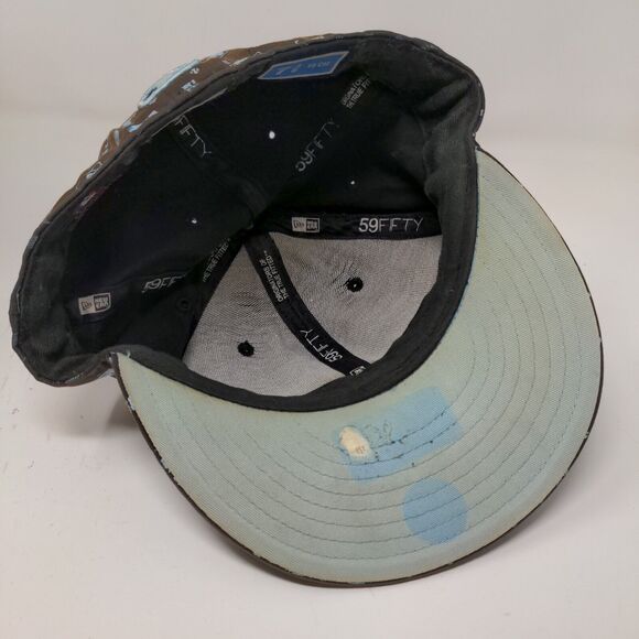 New Era 59Fifty Atlanta Braves Fitted Hat Brown Size 7 3/8 All Over Print Logo - Picture 10 of 13